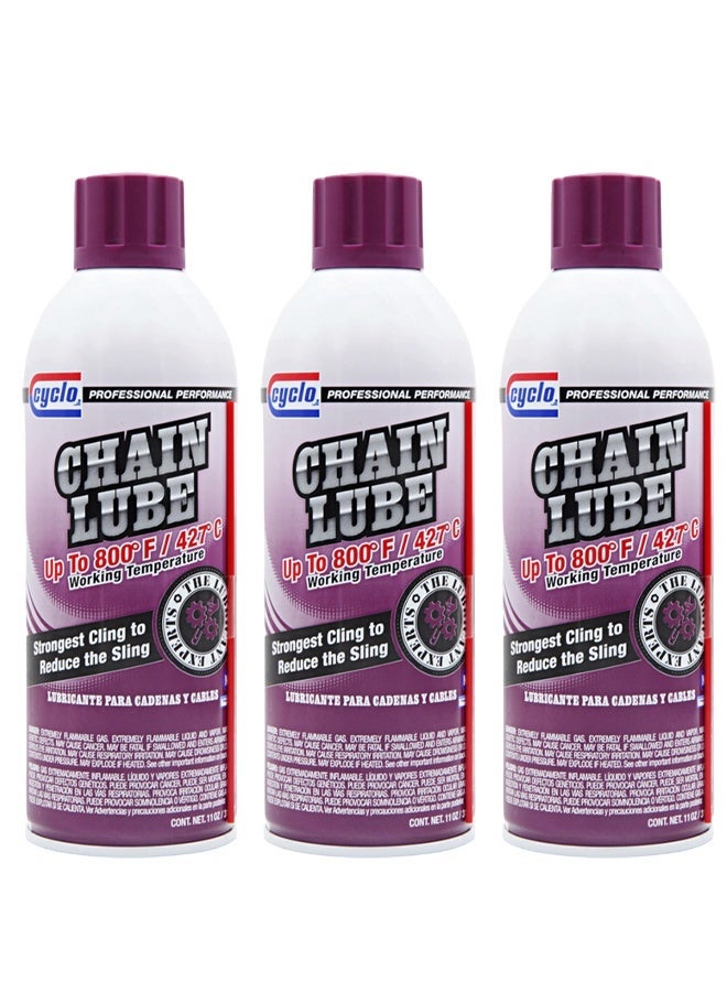 cyclo 3 Piece Combo Motorcycle Chain Lube Spray – High-Temperature Lubricant up to 800°F / 427°C – Reduces Friction & Wear, Prevents Rust, Water Resistant, Long-Lasting Performance for Smooth & Quiet Ride – 11oz - Image 1